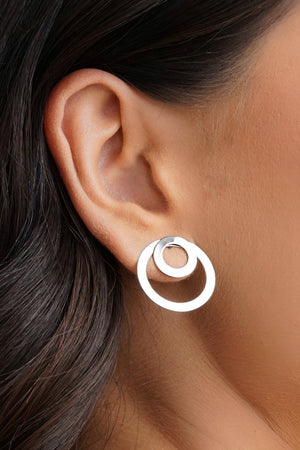 Ear Jacket Círculos Liso Ródio Branco