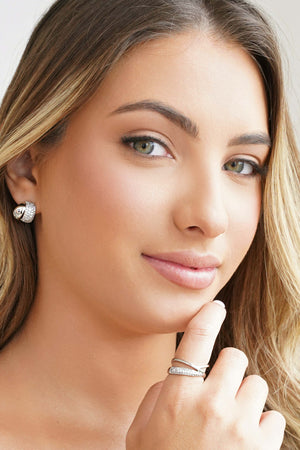 Anel Entrelaçado Cravejado Cristal Tamanho 21 Ródio Branco