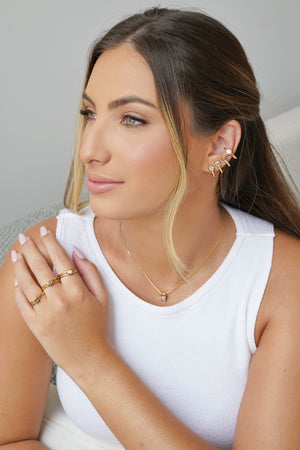 Anel Vazado Quadrado Cristal Tamanho 22 Banhado a Ouro 18K