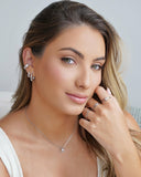 Anel Vazado Gota Cristal Tamanho 18 Ródio Branco