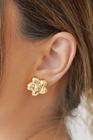 Brinco Flor Lisa ABS 2.0 cm Banhado a Ouro 18K