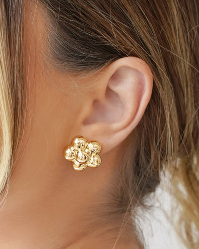 Brinco Flor Lisa ABS 2.0 cm Banhado a Ouro 18K
