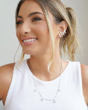 Ear Cuff Geométrico Cristal Ródio Branco