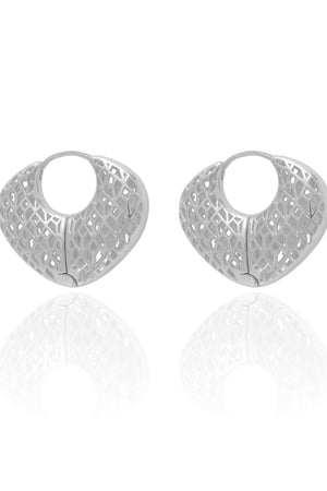 Brinco Argola Click Letras Detalhes Vazados 2.5 cm Ródio Branco