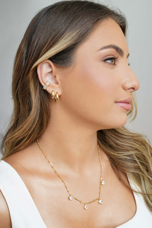 Gargantilha Veneziana Bolinhas Geométricos Cristal Banhado a Ouro 18K - 45 cm