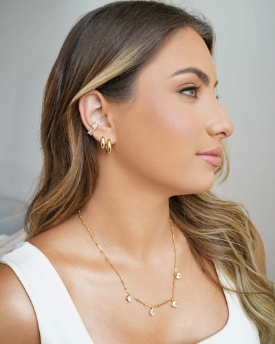Colar Veneziana Bolinhas Geométricos Cristal Banhado a Ouro 18K - 45 cm