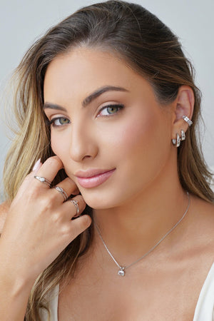 Gargantilha Veneziana Retangular Cristal Ródio Branco - 40 cm