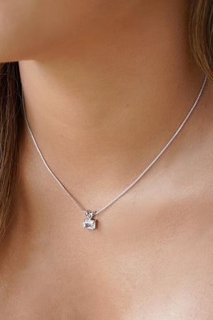 Gargantilha Veneziana Retangular Cristal Ródio Branco - 40 cm