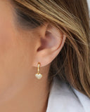 Brinco Argola Click Coração Cravejado Cristal 2.0 cm Banhado a Ouro 18K