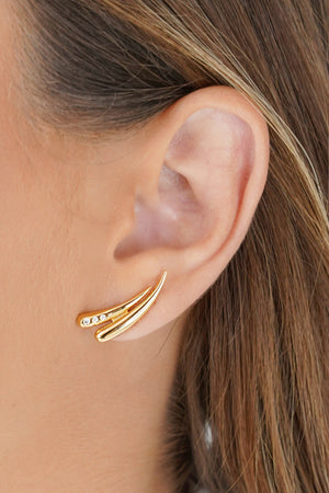 Ear Cuff Gotas Cravejado Cristal 2.3 cm Banhado a Ouro 18K