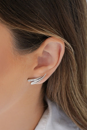 Ear Cuff Gotas Cravejado Cristal 2.3 cm Ródio Branco