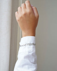 Pulseira Malha Piastrine 7 mm Ródio Branco