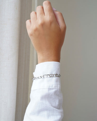 Pulseira Malha Piastrine 7 mm Ródio Branco