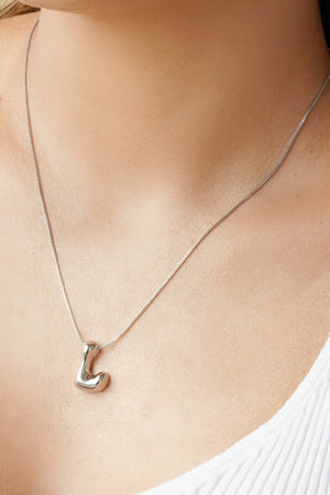 Gargantilha Veneziana Letra A 1.7 cm Bolha Ródio Branco - 45 cm