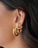 Brinco Argola Tubo Lisa 2.8 cm Banhado a Ouro 18K