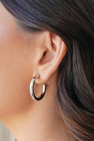 Brinco Argola Tubo Lisa 2.8 cm Ródio Branco