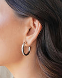 Brinco Argola Tubo Lisa 2.8 cm Ródio Branco