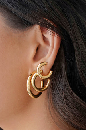 Brinco Argola Tubo Lisa 2.3 cm Banhado a Ouro 18K
