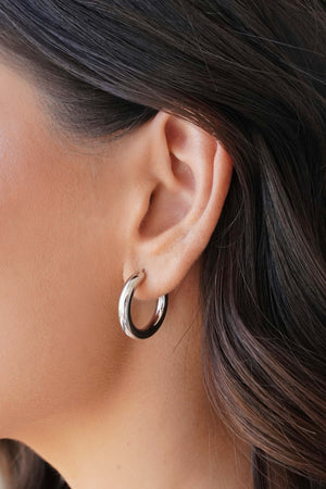 Brinco Argola Tubo Lisa 2.3 cm Ródio Branco