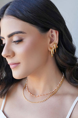 Choker Bolinhas Pêssego e Salmão 3 mm Banhado a Ouro 18K