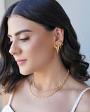 Choker Bolinhas Pêssego e Salmão 3 mm Banhado a Ouro 18K