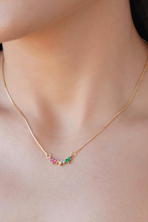 Gargantilha Veneziana Pontos de Luz Coloridos Banhado a Ouro 18K - 40 cm