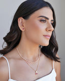 Conjunto Retangular Rubi Cravejado Cristal Banhado na Ouro 18K