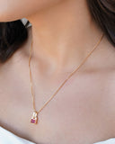 Conjunto Retangular Rubi Cravejado Cristal Banhado na Ouro 18K
