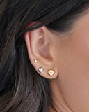 Brinco Flor Lisa 8 mm Banhado a Ouro 18K