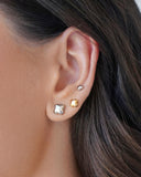 Brinco Flor Lisa 8 mm Ródio Branco