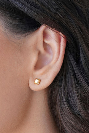 Brinco Flor Lisa 6 mm Banhado a Ouro 18K