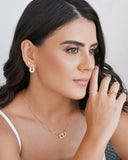 Anel Duplo Oval Cravejado Cristal Tamanho 22 Banhado a Ouro 18K