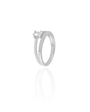 Anel Duplo Oval Cravejado Cristal Tamanho 22 Ródio Branco