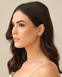 Brinco Argola Click Cravejado Cristal 1.3 cm Banhado a Ouro 18K