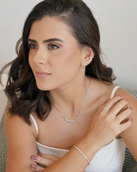 Ear Cuff Cravejado Cristal Ródio Branco