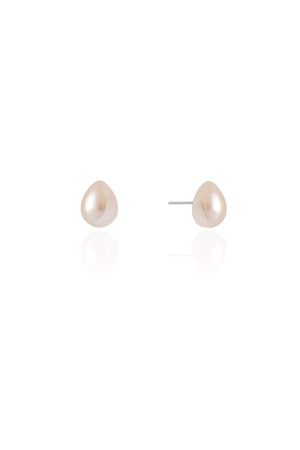 Brinco Gota Pérola 1.0 cm Ródio Branco