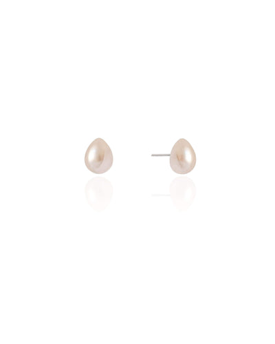 Brinco Gota Pérola 1.0 cm Ródio Branco