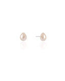 Brinco Gota Pérola 1.0 cm Ródio Branco
