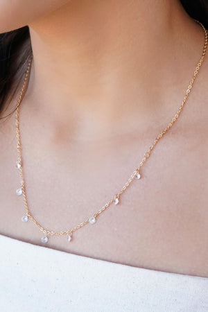 Gargantilha Elos Americanos Pontos de Luz Cristal Banhado a Ouro 18K - 50 cm