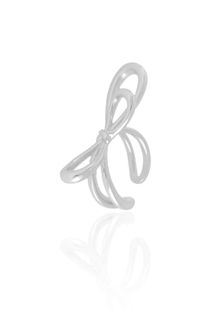 Anel Ajustável Laço Tamanho P Ródio Branco