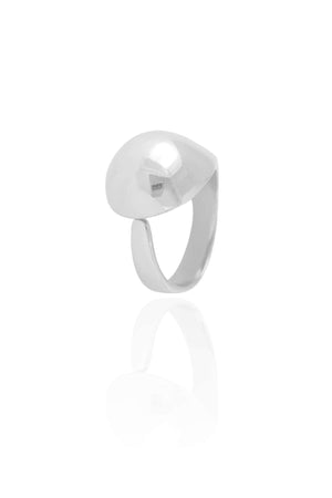 Anel Ajustável Gota Lisa Tamanho G Ródio Branco