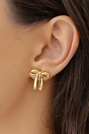 Brinco Laço Liso 2.0 cm Banhado a Ouro 18K