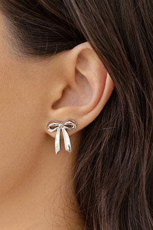 Brinco Laço Liso 2.0 cm Ródio Branco