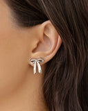 Brinco Laço Liso 2.0 cm Ródio Branco