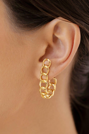 Brinco Argola Grumet 3.4 cm Banhado a Ouro 18K