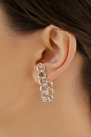 Brinco Argola Grumet 3.4 cm Ródio Branco