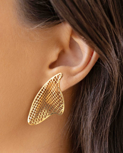 Brinco Orgânico Tela 4,3 cm Banhado a Ouro 18K