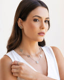 Gargantilha Inspiração Marcas Ródio Branco - 45 cm