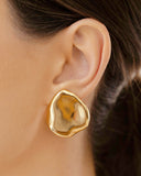 Brinco Orgânico Liso 3.2 cm Banhado a Ouro 18K