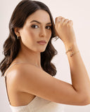 Bracelete Folhas Cristal Banhado a Ouro 18K